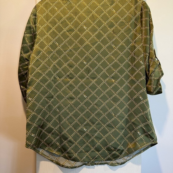 Michael Kors Green Chain Patterned Women's Blouse - Picture 3 of 6